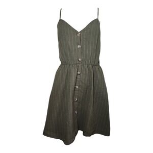 Purple Snow Dress Women L Large Green Cotton Smocked Sundress Button Front